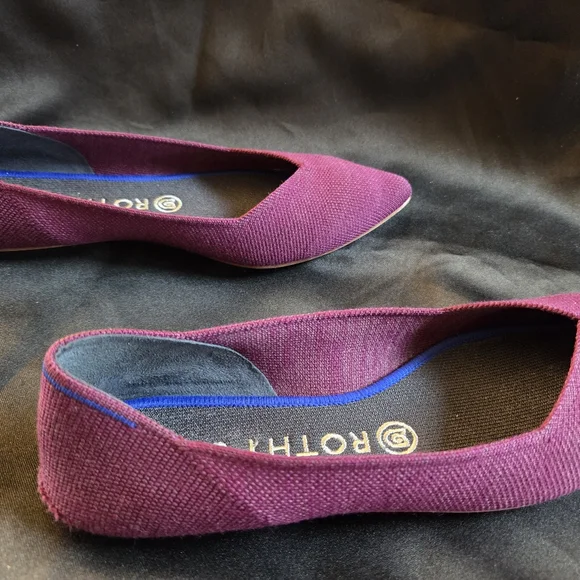 ROTHY'S The Merino Aubergine Purple Pointed Flat Shoes 8.5 - Picture 5 of 11